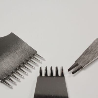 2, 5 and 10 tooth French-style pricking irons in 3.85 mm spacing by Hideout Craft