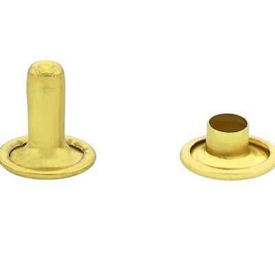 Brass double cap rivets for leathercraft use