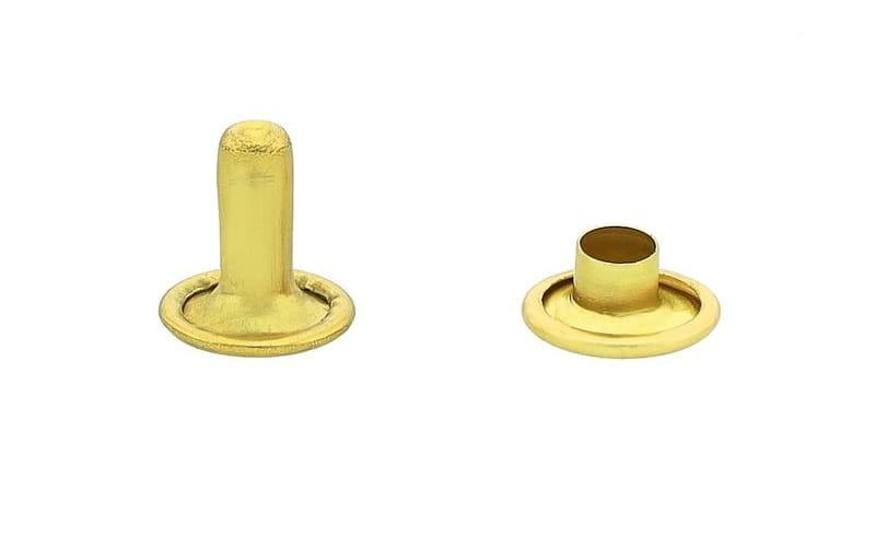Brass double cap rivets for leathercraft use