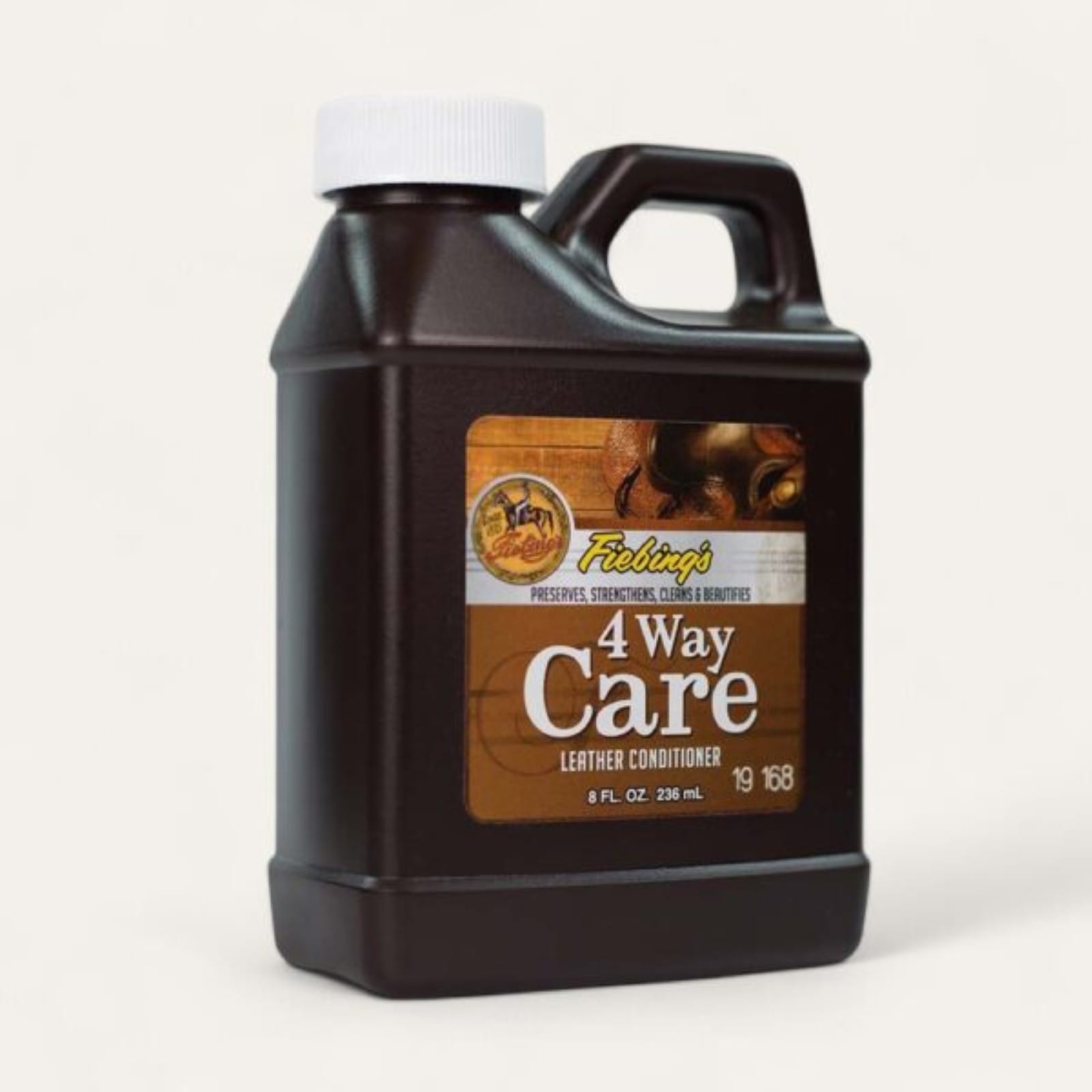 Fiebing’s 4-Way Care leather conditioner bottle angled view