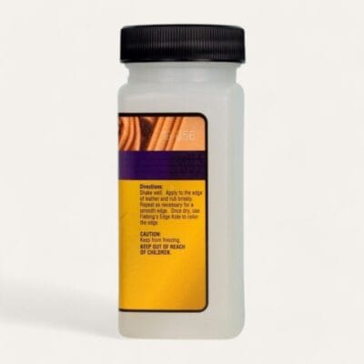 Side view of Fiebing’s gum tragacanth bottle