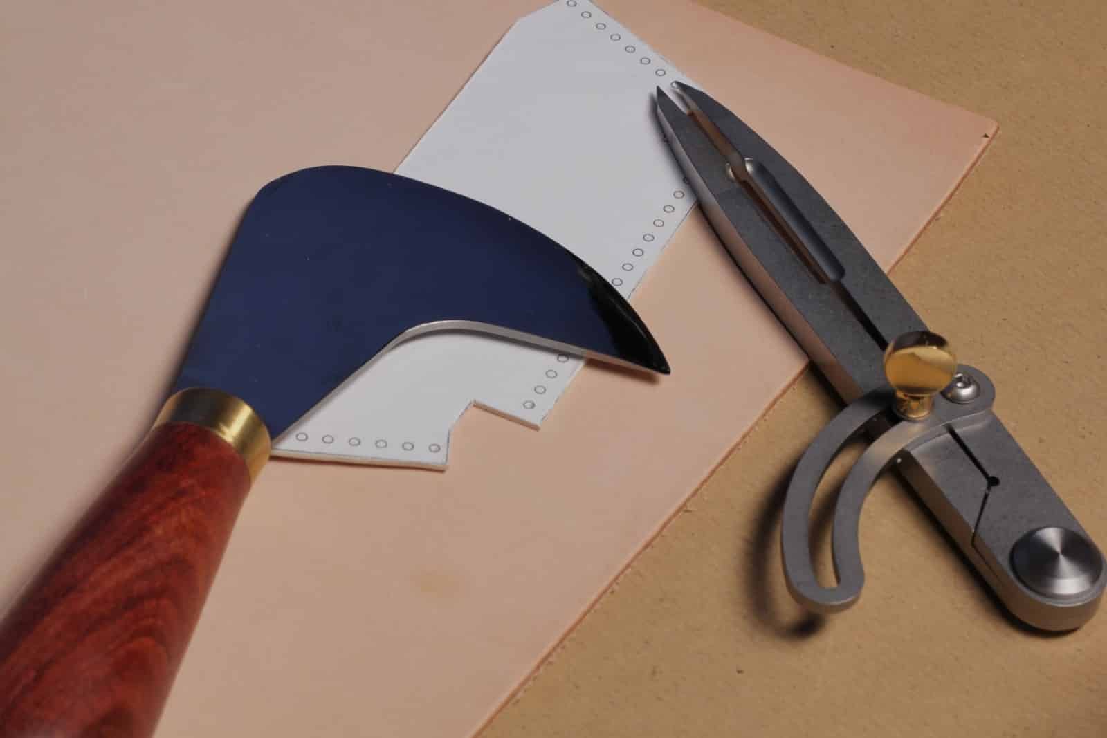 Skiving a leather edge with a leathercraft knife before assembly