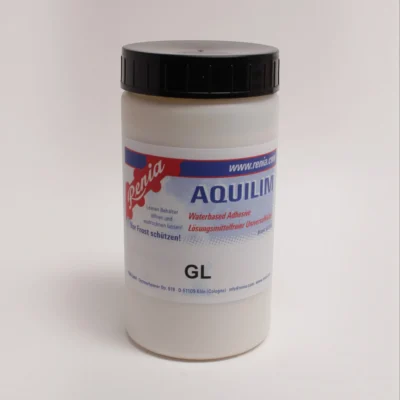 Renia Aquilim GL 500g water-based leather adhesive, front of tub