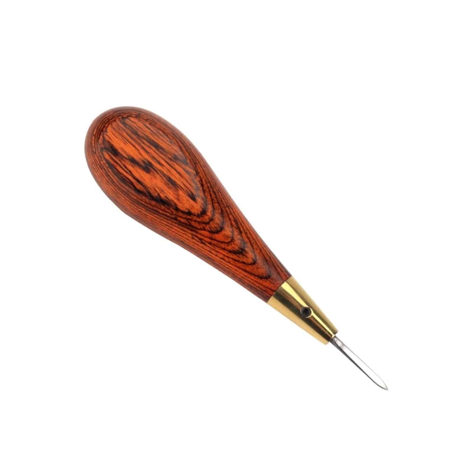Kevin Lee 2mm diamond awl with a shaped wooden handle, brass ferrule and steel blade