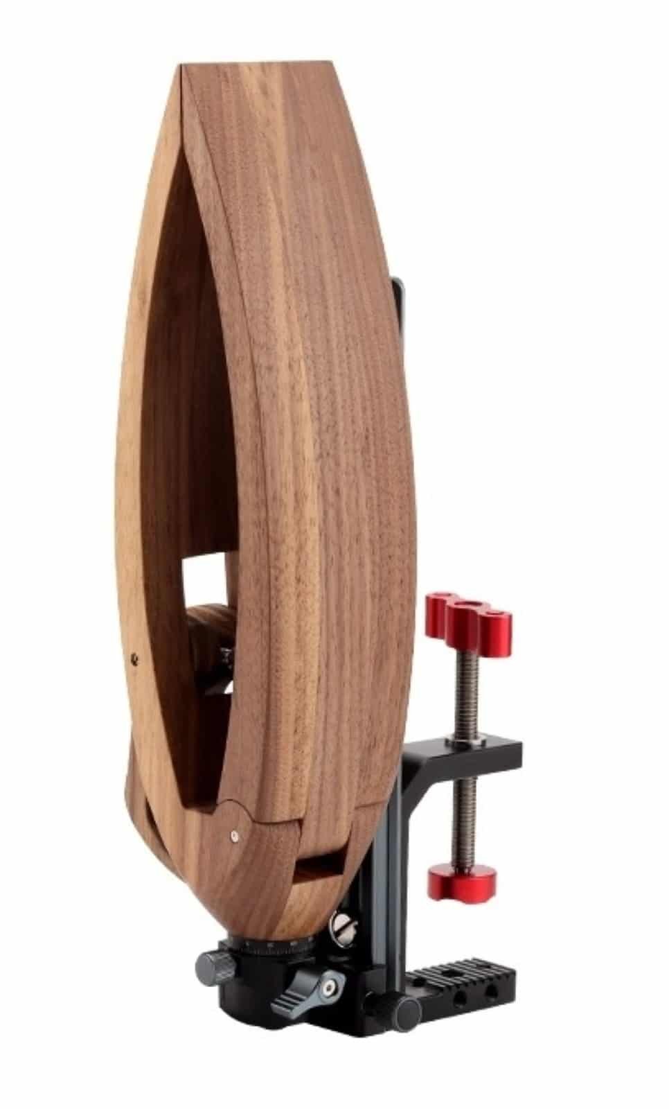 Kevin Lee liftable black walnut stitching pony with 65mm jaws and adjustable mounting hardware